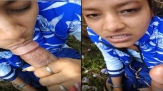 Cute Desi Village Babe Giving Blowjob Outdoors